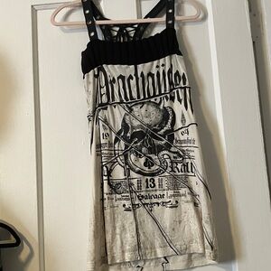 Salvage Black and White Gothic Mini Dress